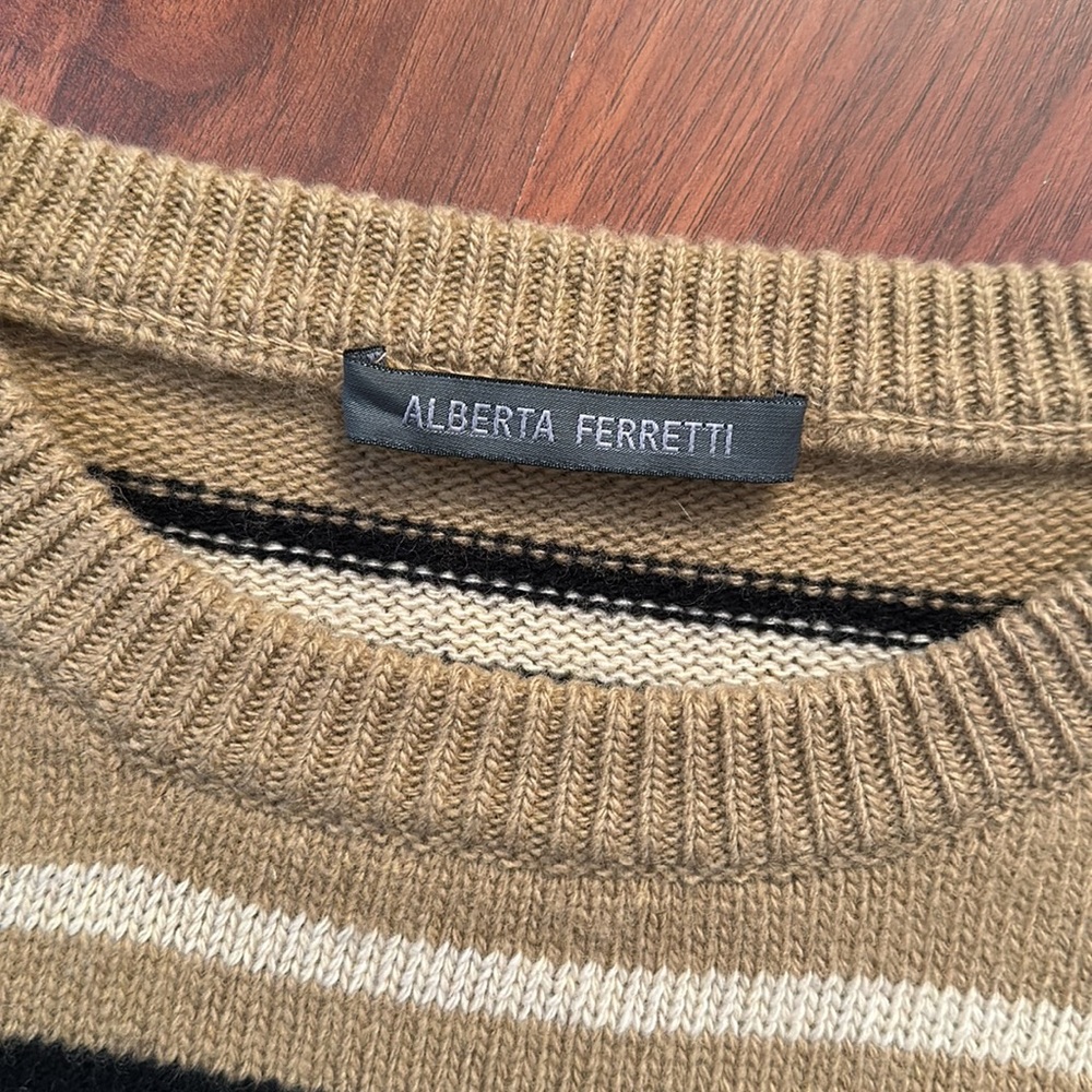 ALBERTA FERRETTI Intarsia wool and cashmere-blend logo sweater Size S - Picture 5 of 7